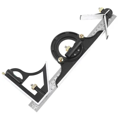 Produktbild von Kombinationswinkel Edelstahl 30 cm,Winkel, 12 Zoll Multifunktionaler verstellbarer Winkelmesser mit Wasserwaage & Anschlag