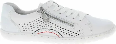 Produktbild von Rieker Damen Schnürschuh Slip-On Sneaker aus Leder mit Lochmuster 52824, Größe:40 EU, Farbe:Weiß