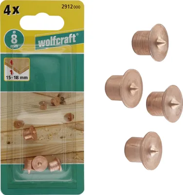 Zdjęcie produktu dla wolfcraft GmbH 2912000, Punkt środkowy kołka, Stal, 1,5 cm, 1,8 cm, 4 szt., Europa