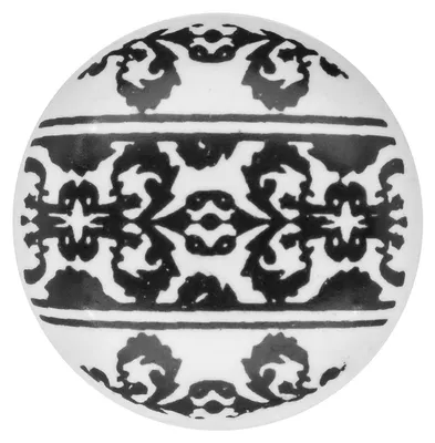 1 Möbelknopf, Möbelgriff, Möbelknopf, Knauf Keramik 37 mm, Ornaments Border #0167
