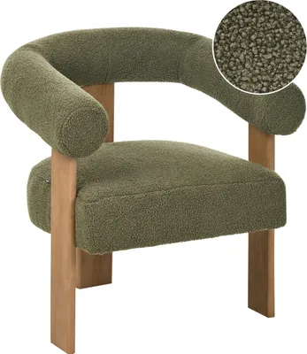 Obrázek produktu pro BELIANI Křeslo zelené tmavě hnědé buklé čalounění dřevěné nohy retro styl obývací pokoj