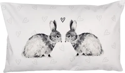 Produktbild von Clayre & Eef Kissenbezug 30x50 cm Weiß Polyester Kaninchen