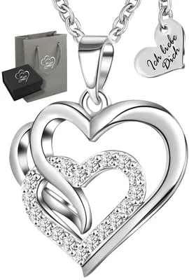Produktbild von 925 Silber Herzkette Kette für Damen Frauen Halskette mit Herz Anhänger Geschenk für Ehefrau Freundin Weihnachten Weihnachtsgeschenk Valentinstag