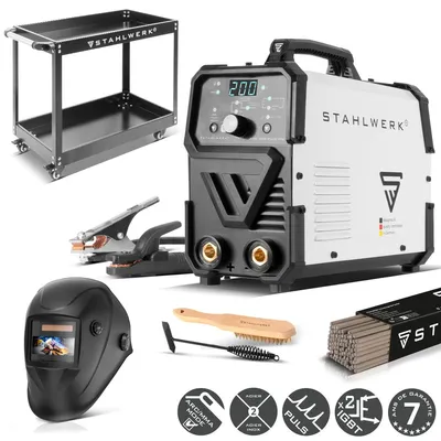 Image de STAHLWERK Poste de soudage à électrodes ARC 200 Puls Pro - Equipement complet avec chariot - Soudage sans gaz de protection, MMA, E-Hand, Lift-TIG Inverter 200 A