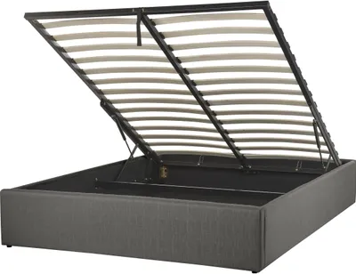 Produktbild von BELIANI Polsterbett Dunkelgrau Stoffbezug mit Lattenrost 140 x 200 cm Hochklappbar Bettkasten Skandi Modern Doppelbett Schlafzimmer Ausstattung