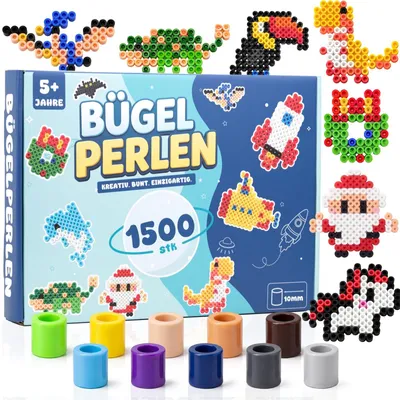 Imagen del producto de Set de 1500 cuentas para planchar, tamaño XL (10 mm), en colores pastel