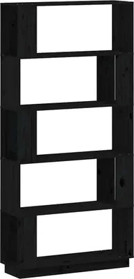 Obrázok produktu pre vidaXL Regál na knihy / Room Divider Black 80x25x163,5 cm Masívne borovicové drevo