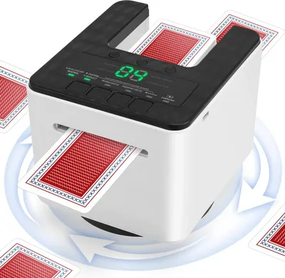 Produktbild von Automatischer Kartengeber - Kartenausteiler - 1–8 Spieler - 360° Rotation - Zufälliges Austeilen - 1–2 Kartendecks - USB wiederaufladbar - Weiß