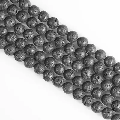 Produktbild von Naturstein Perlen Lavastein 8mm 45 Stück Poliert Rund für Schmuck DIY