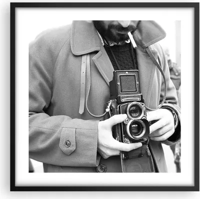 Produktbild von Gerahmtes Poster - Schwarzer Rahmen - Die Kamera Retro Vintage - 50x50 cm - Wand Bild - Wanddeko - Wandbilder - Kunstposter - Wandposter - Bilderrahmen - Bilder - Kunstdruck - P2BAC50x50-5009