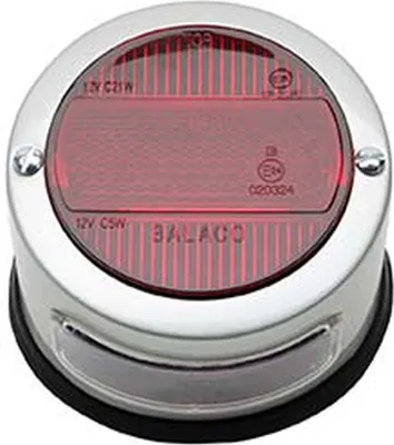 Image de Feu arrière rond, complet, boîtier argenté - pour MZ ES, ETS, TS