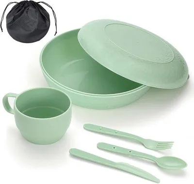 Produktbild von Camping Kochset 6-teilig, Plastik, Reise, Picknick, leicht