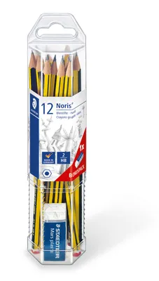 Zdjęcie produktu dla Ołówek STAEDTLER Noris 61 120 P1 HB ge/sw 12 szt./opak. + gumka