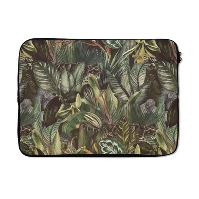 Produktbild von MuchoWow® Laptop Hülle 13 Zoll Blätter - Dschungel - Muster Laptoptasche - Laptophülle - Sleeve - Rundumschutz