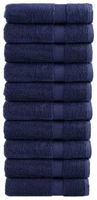 Image de Serviettes de bain vidaXL Premium SOLUND, lot de 10, bleu marine, 50 x 100 cm, 600 g/m²