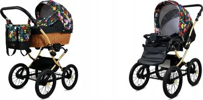 Produktbild von Babylux® Classic Gold | 2in1 Kinderwagen Set | Garden Flowers | Kombikinderwagen | Kinderwagense