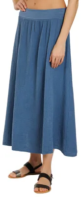 Produktbild von Caspar RO036 Damen Musselin Maxi Rock aus 100% Baumwolle | Langer A-Linie Sommerrock mit elastischem Stretchbund | Leichter Baumwollrock |  Italy