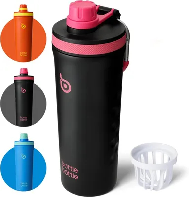 Image de Shaker de 768 ml, noir, en acier inoxydable, étanche, idéal pour le sport