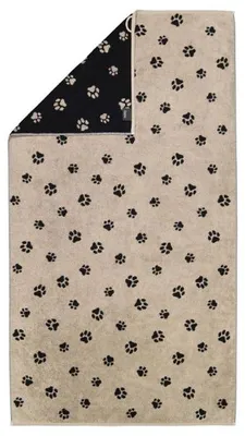 Produktbild von Cawö Duschtuch We love Dogs Pfoten Paws Schwarz Beige (80x150cm)