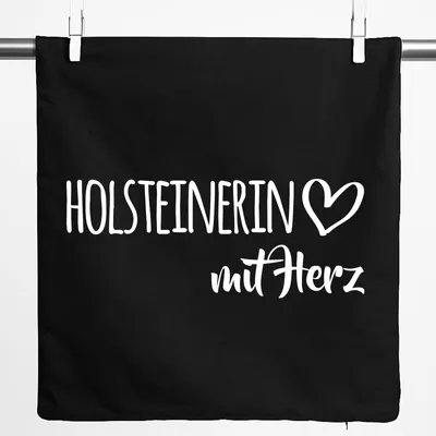 Produktbild von Huuraa Kissenbezug Holsteinerin mit Herz 40x40cm Black Baumwolle Dekokissenbezug Geschenkidee