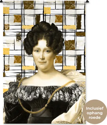 Produktbild von MuchoWow® Wandteppich Wandbehang Mondrian - Johanna Henriette Engelen - Bronze 120x180 cm Tapisserie Dekoration Wandtuch - Schlafzimmer - Dekorationen für das Haus