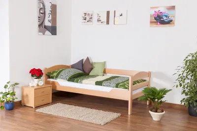 Produktbild von Einzelbett "Easy Premium Line" K1/n/s, Buche Vollholz massiv Natur - Maße: 90 x 190 cm