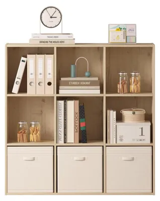 Image de Étagère cubique avec 9 compartiments, en bois blanc, dimensions 91,2 x 91,4 x 24 cm, avec panneau arrière