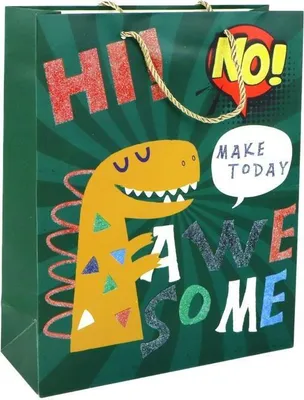 Image de Sac cadeau vert Dinosaure 32x26x10cm