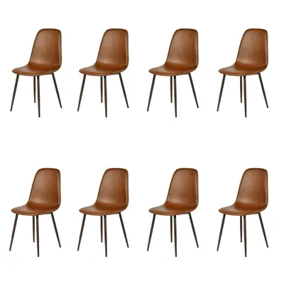 Image de Meubles Cosy : lot de 8 chaises de salle à manger enPolyuréthanede style industriel avec pieds métalliques aspect bois, marron – CHARLTON