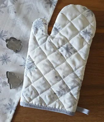 Produktbild von GOLDBACH Ofenhandschuh/Topfhandschuh/Backhandschuh SNOWFLAKE, weiß/grau, 100% Polyester, ca. 17 x 28 cm, Weihnachten/Advent/Winterzeit
