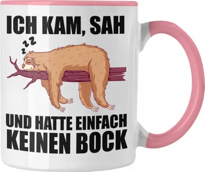 Produktbild von Trendation - Faultier Tasse mit Spruch Geschenk Arbeitskollege Kollege Kaffeetasse Büro (Rosa)