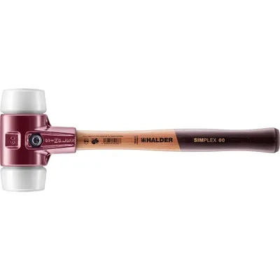 Produktbild von Halder Schonhammer Durchmesser 60mm 1290g Simplex mit Holzstiel Super-Kunststoff weiß - 3007060