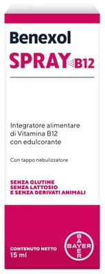 Immagine prodotto di Benexol Spray Integratore Alimentare con Vitamina B12 ad alto dosaggio, con edulcorante, flacone da 15ml