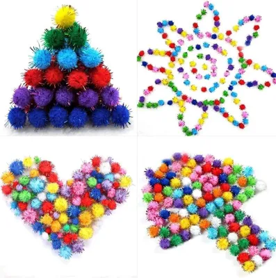 Produktbild von 500 Pompon-Paillettenbälle für DIY-Puppenhandwerk mit Metallic-Kordel