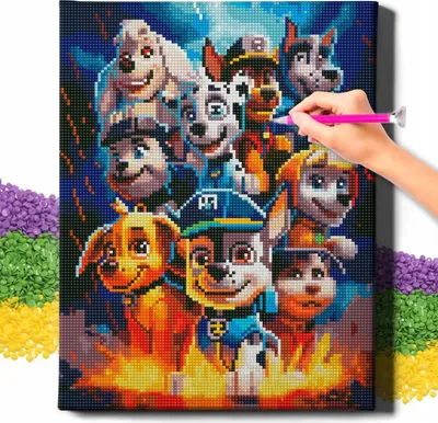 Image de Broderie diamant 5D « Paw Patrol » 30 x 40 cm avec cadre