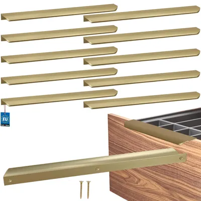 Produktbild von KOTARBAU® 10er Set Möbelgriff Schrankgriffe 340 mm Gold Matt ZnAl Hinterschraubgriffe Kantengriff Schubladengriffe Küche Modern