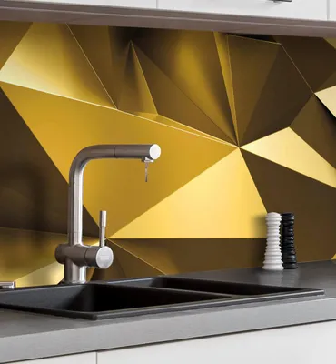 Produktbild von Küchenrückwand selbstklebend Polygone gold Spritzschutz Folie 60 x 60cm Folie 0,2mm