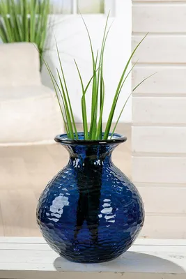 Produktbild von Gilde Vase, bauchig, "Pietro", Glas, dunkelblau, VE 1, H. 33 cm, D. 29 cm 57575 4063387575758