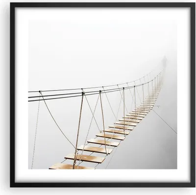 Produktbild von Gerahmtes Poster - Schwarzer Rahmen - Brücke ausgesetzt Nebel - 50x50 cm - Wand Bild - Wanddeko - Wandbilder - Kunstposter - Wandposter - Bilderrahmen - Bilder - Kunstdruck - P2BAC50x50-5018