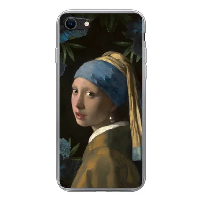 Produktbild von MuchoWow® Handyhülle Schutzhülle Hülle für iPhone SE 2022 Mädchen mit einem Perlenohrring - Blumen - Blau Silikon Softcase Handy Hülle - Schutzhülle