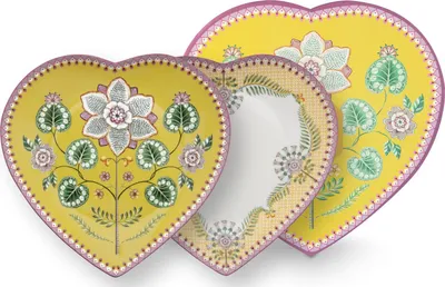Produktbild von PIP STUDIO Lily&Lotus Yellow Herzformteller 21,5cm Set2