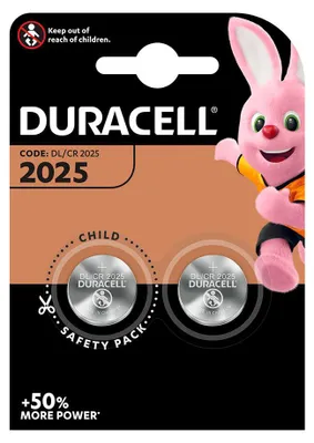 Image de 10 Micro Pile Lithiun Bouton Duracell Cr2025 3v (emballage 2 Unid)  ø20x2,5mm