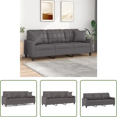Produktbild von The Living Store 3-Sitzer-Sofa mit Zierkissen Grau 180 cm Kunstleder