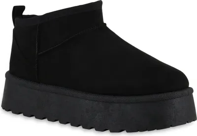 Produktbild von VAN HILL Damen Warm Gefütterte Plateau Boots Profil-Sohle Winter Schuhe 840622, Farbe: Schwarz, Größe: 37