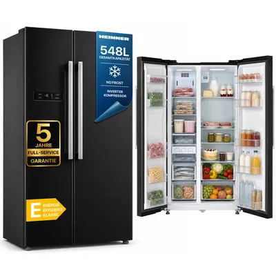Produktbild von Heinner HSBS-M548NFINVBKE++ Side-by-Side Kühlschrank 548 L, No Frost, Inverter, , Schwarz