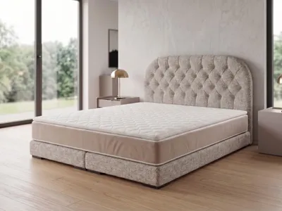 Produktbild von Polsterbett  LEON 4 mit Kopfteil, modernes gepolstertes Bett in 140 x 200 cm Farbe: Beige