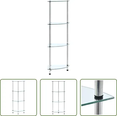 Immagine prodotto di The Living Store Scaffale a 4 ripiani in vetro temperato trasparente 30x30x100 cm
