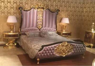 Produktbild von Casa Padrino Luxus Barock Schlafzimmer Set Rosa / Dunkelbraun / Gold - 1 Doppelbett mit Kopfteil & 2 Nachtkommoden - Hochwertige Schlafzimmer Möbel im Barockstil - Edel & Prunkvoll