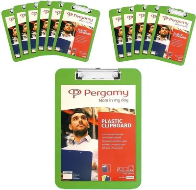 Produktbild von Pergamy Klemmbrett Schreibbrett 12er Set Schreibunterlage Kunststoff A4 Grün