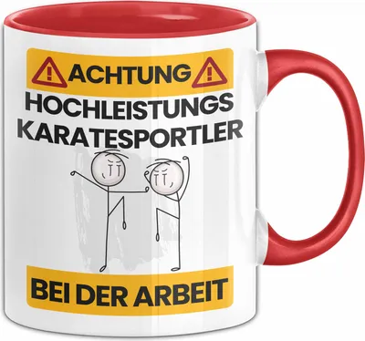 Produktbild von Karatesportler Tasse Geschenk Lustiger Spruch Geschenkidee für Karatesportler Achtung Hochleistungs Karatesportler Bei Der Arbeit (Rot)